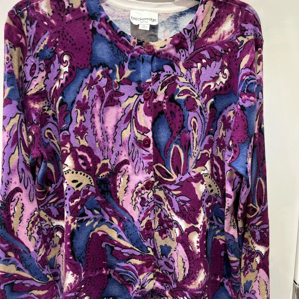 Y2K Breckenridge Women's Vibrant Purple and Blue Button down cardigan Sweatshirt